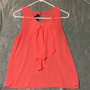 Pink , Flowing Bow tie shear tank top